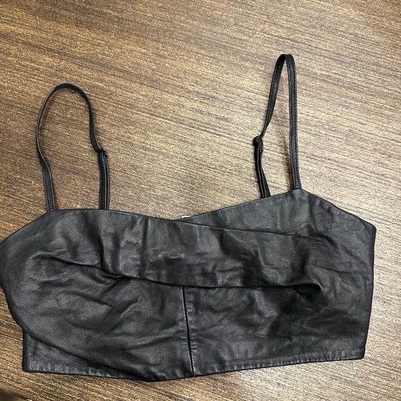 ALL SAINTS Orla Leather Crop Top (12) - Picture 6 of 10